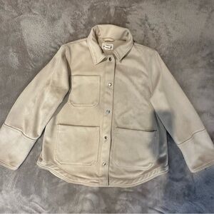 For the Republic Cream Button-Up Jacket faux suede  Sz S /M